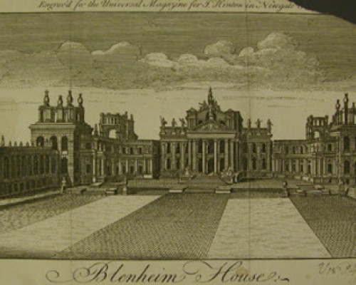 p8-9 copper line engraving of Blenheim Palace NTI Sue James