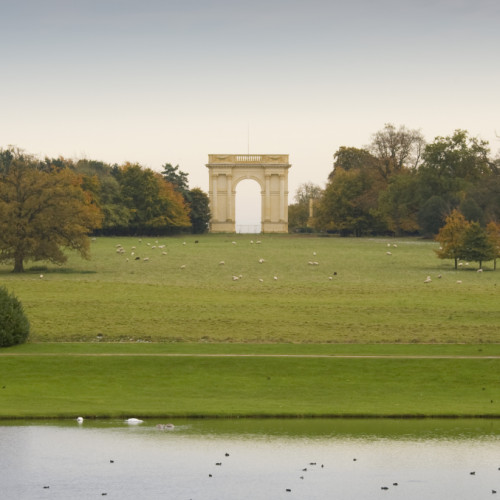 View across the Octagon Lake towards Vanbrugh's Lake Pavilions and Corinthian Arch ©National Trust Images Rod Edwards (1)